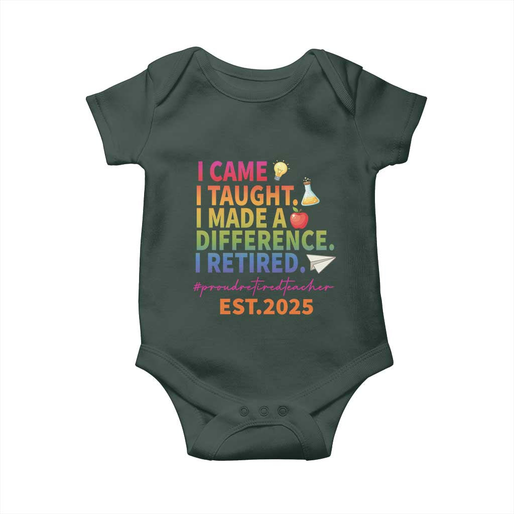 Funny Teacher Retirement 2025 Baby Onesie Came Taught Made Difference Retired