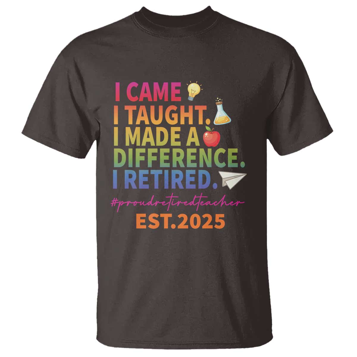 Funny Teacher Retirement 2025 T Shirt Came Taught Made Difference Retired