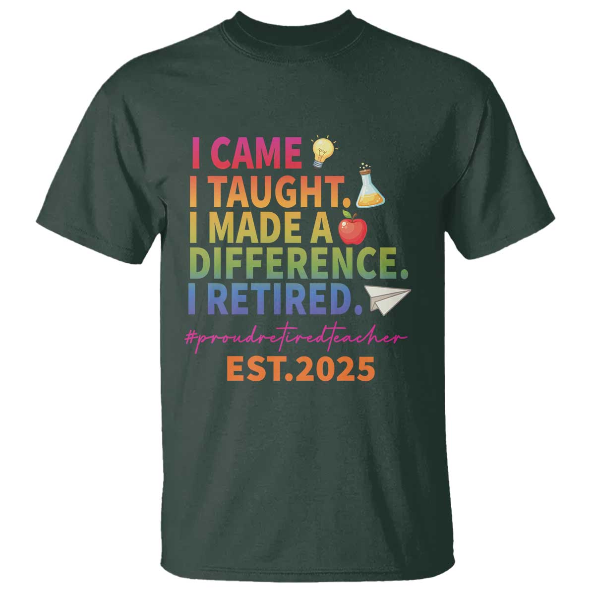Funny Teacher Retirement 2025 T Shirt Came Taught Made Difference Retired