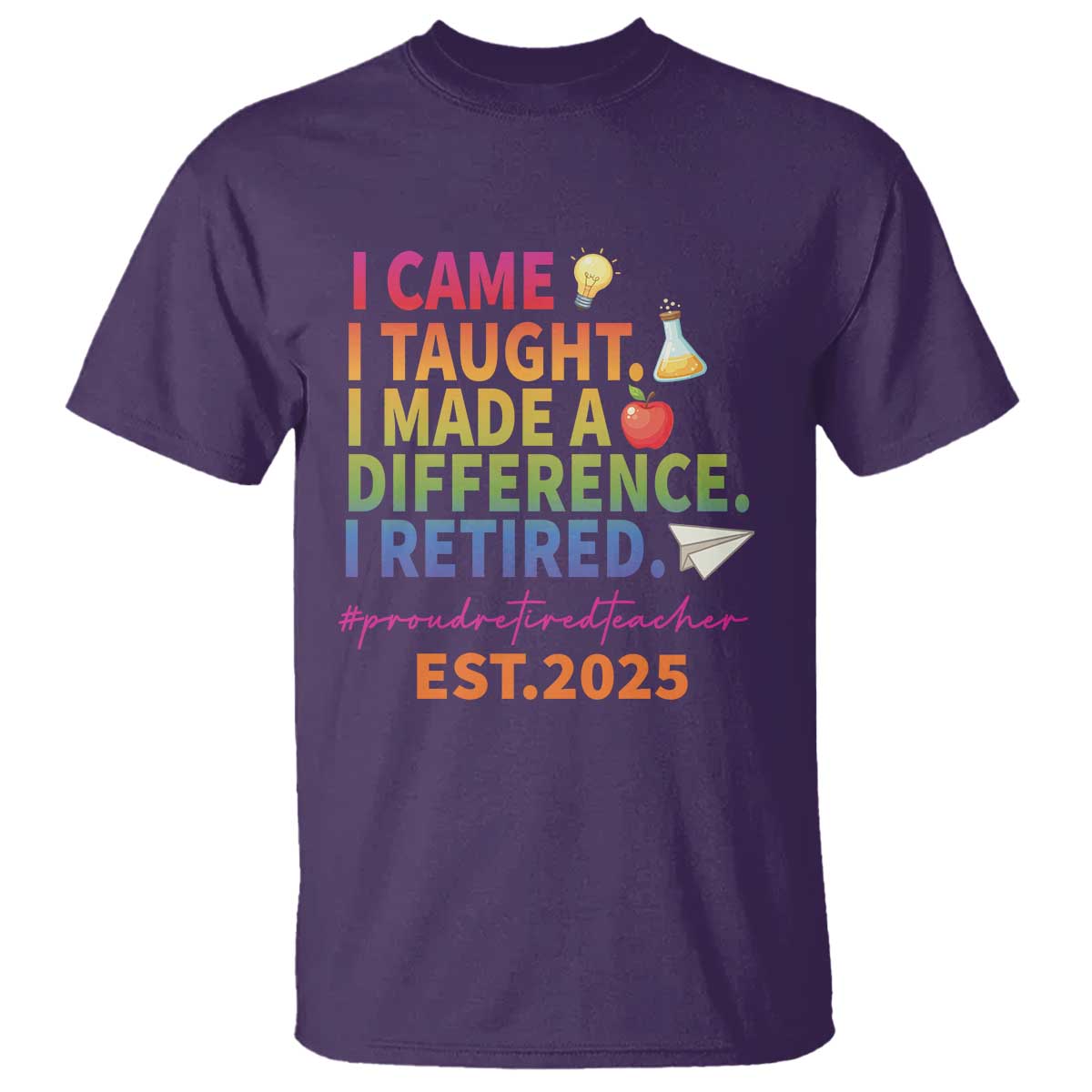 Funny Teacher Retirement 2025 T Shirt Came Taught Made Difference Retired