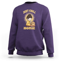 Funny Buddhism Sweatshirt Just Chill Homie Cute Baby Buddha - Wonder Print Shop