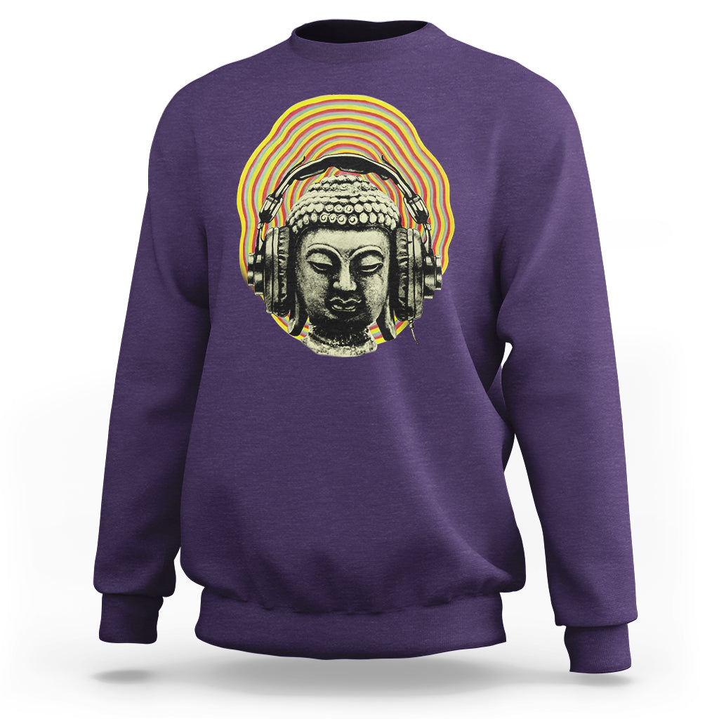 Buddhism Music Lover Sweatshirt Buddha Headphones Buddhist Monk DJ - Wonder Print Shop