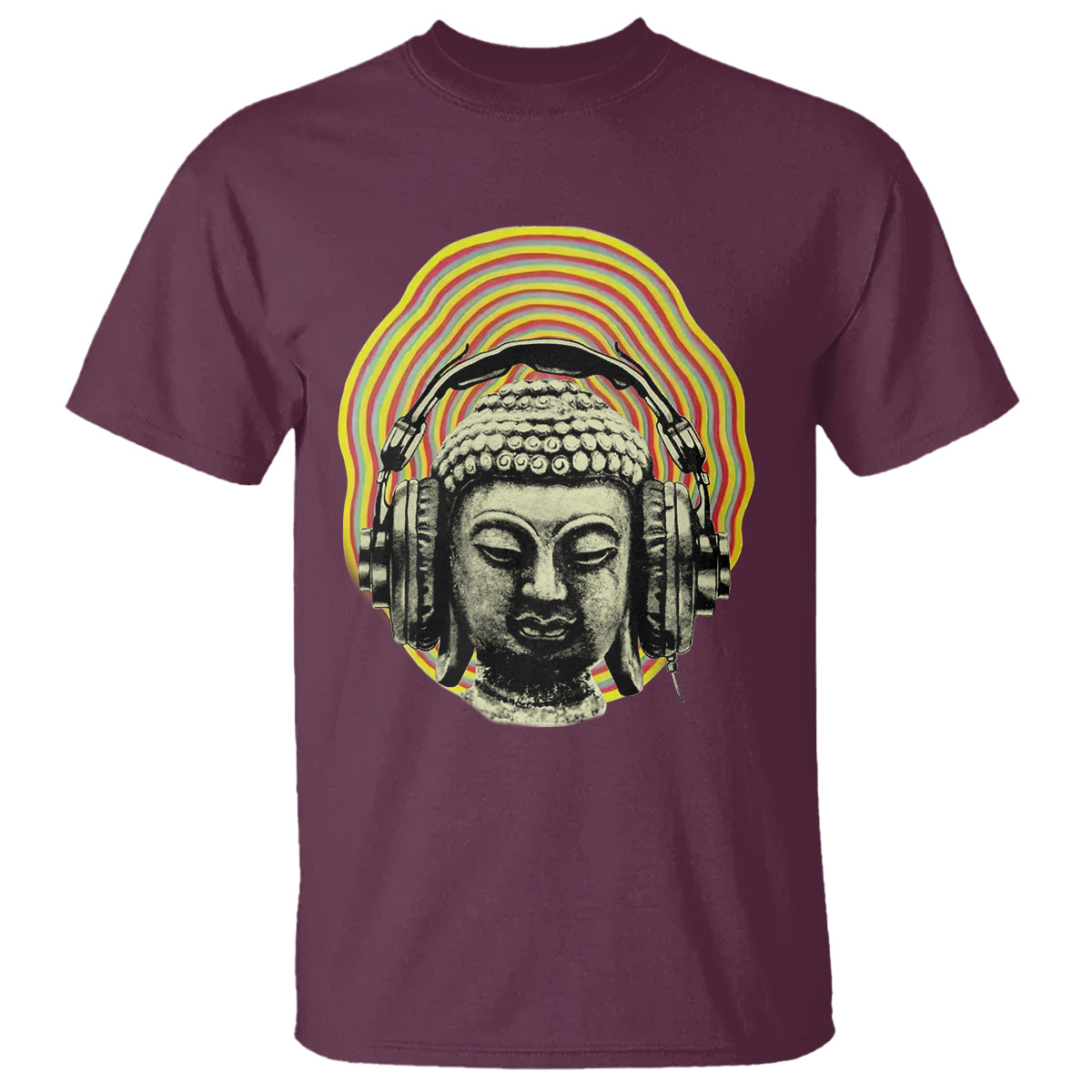 Buddhism Music Lover T Shirt Buddha Headphones Buddhist Monk DJ - Wonder Print Shop