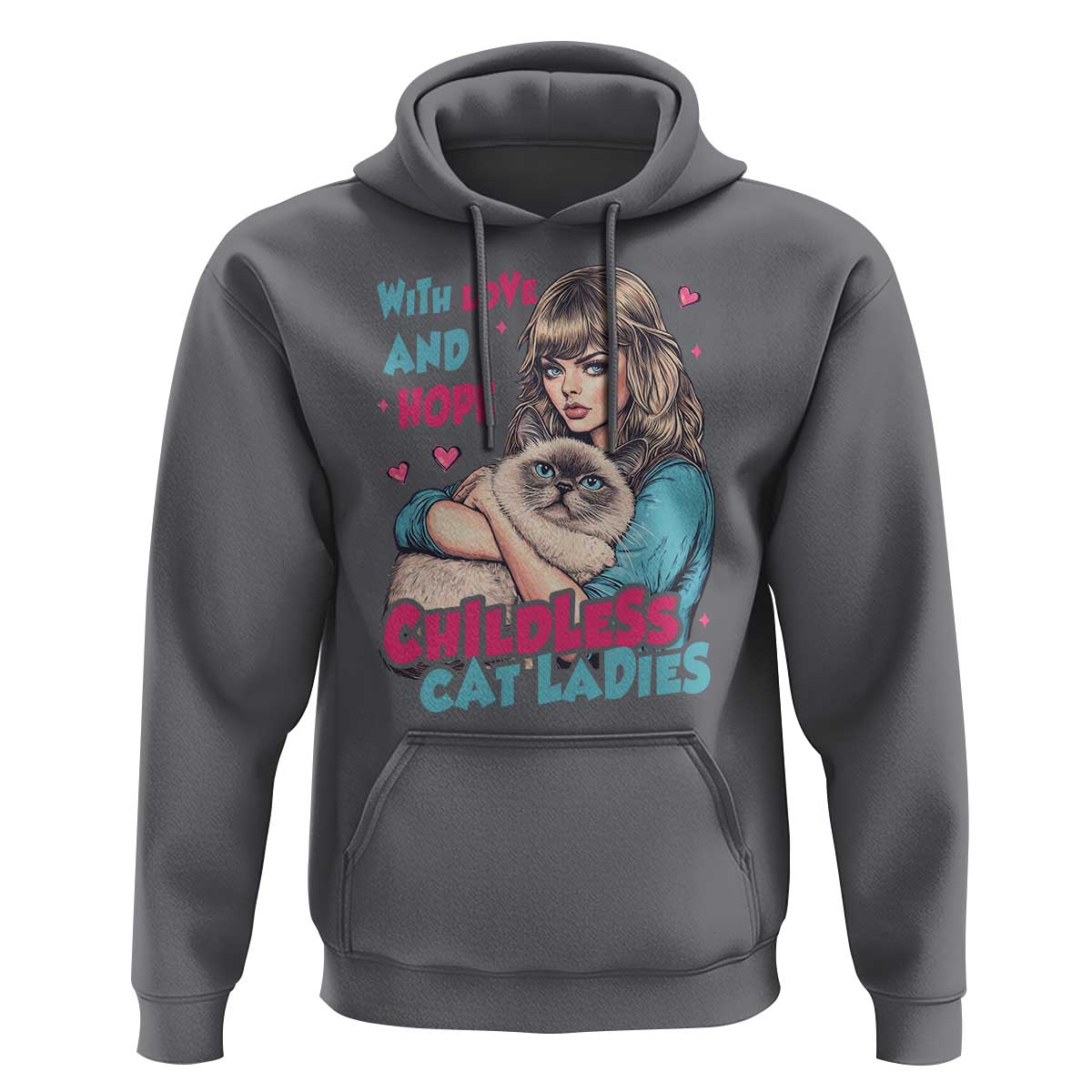 Childless Cat Ladies Hoodie With Love And Hope Cute Cat - Wonder Print Shop
