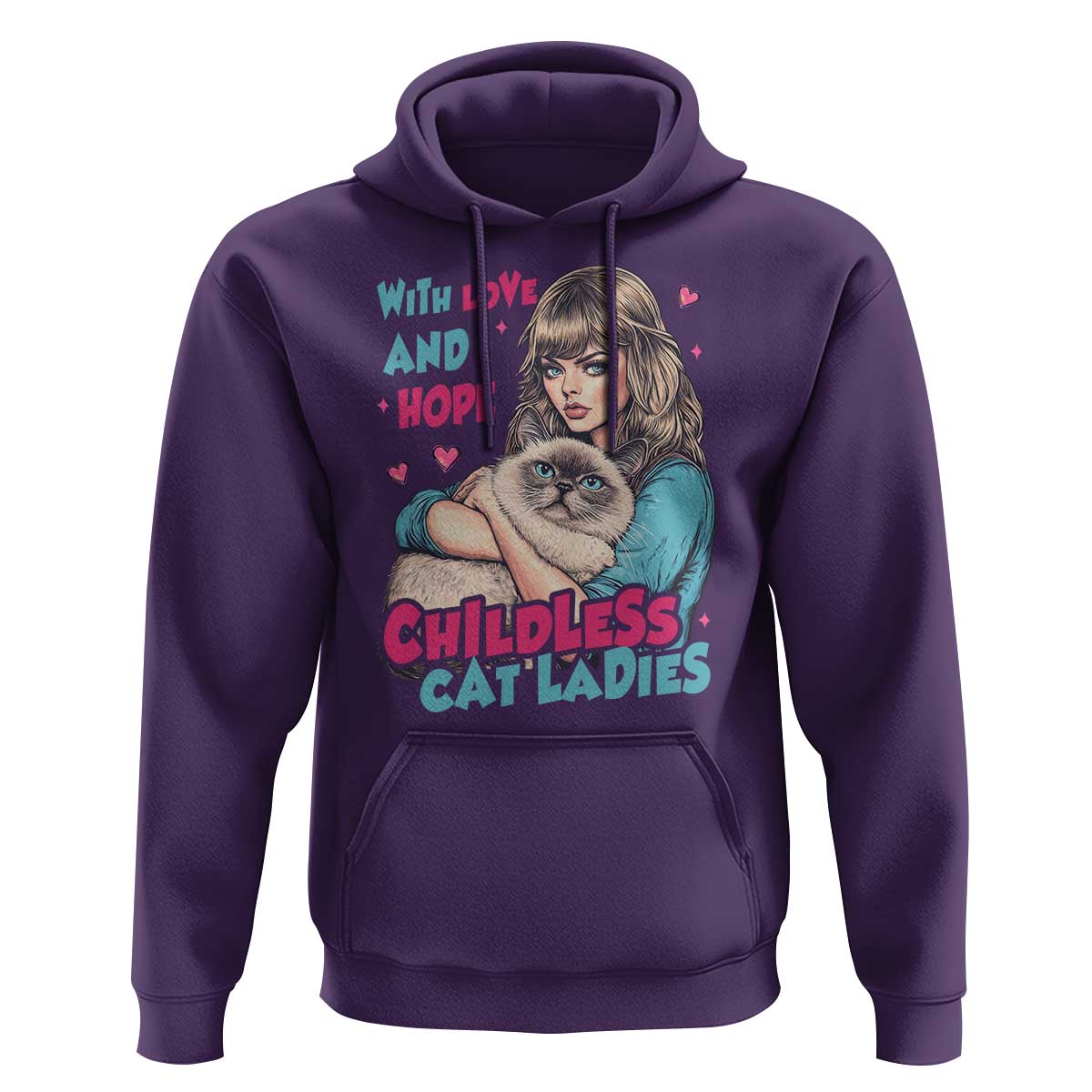 Childless Cat Ladies Hoodie With Love And Hope Cute Cat - Wonder Print Shop