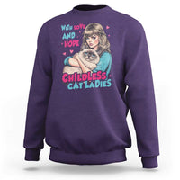 Childless Cat Ladies Sweatshirt With Love And Hope Cute Cat - Wonder Print Shop