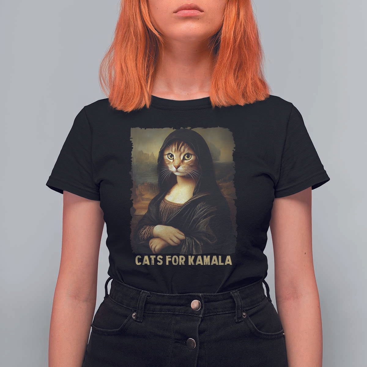 Funny Harris Cat T Shirt For Women Cats Mona Lisa Vintage - Wonder Print Shop