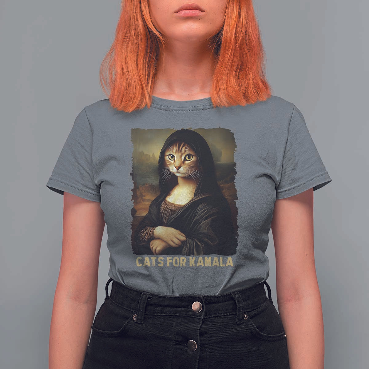 Funny Harris Cat T Shirt For Women Cats Mona Lisa Vintage - Wonder Print Shop