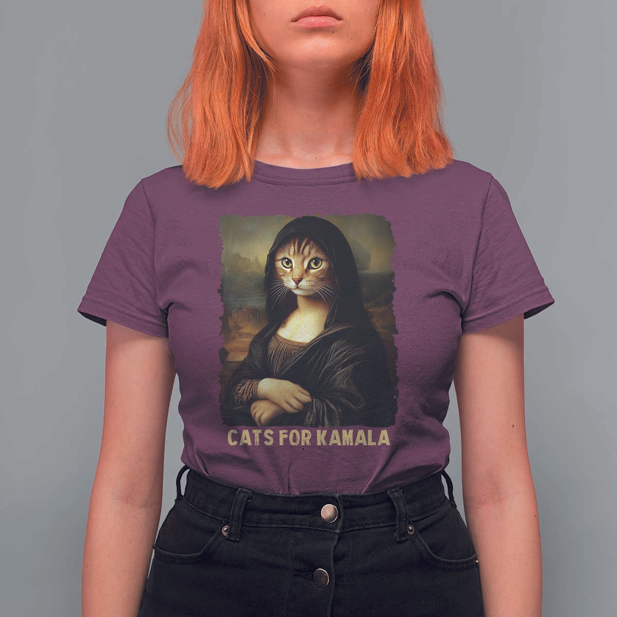 Funny Harris Cat T Shirt For Women Cats Mona Lisa Vintage - Wonder Print Shop