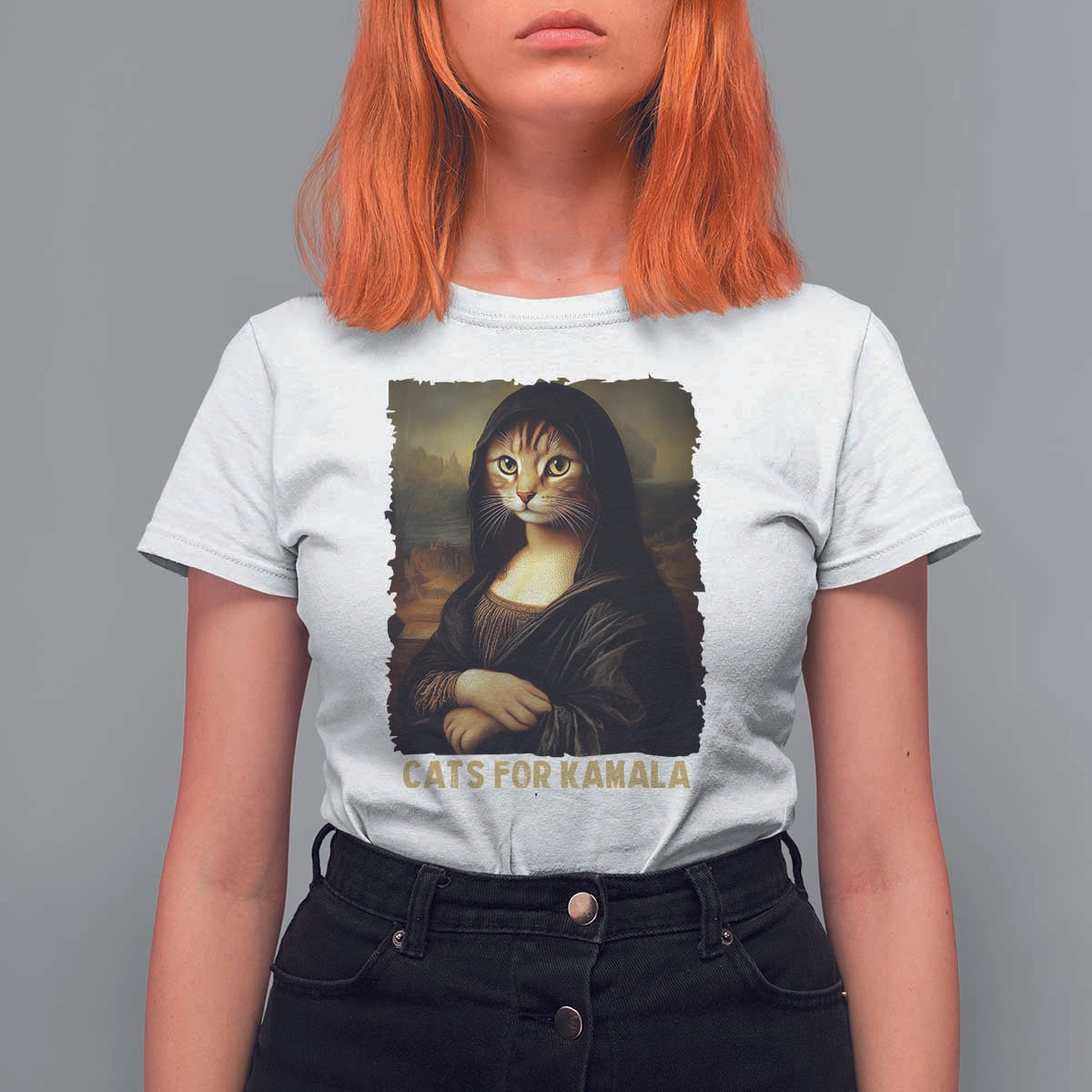 Funny Harris Cat T Shirt For Women Cats Mona Lisa Vintage - Wonder Print Shop