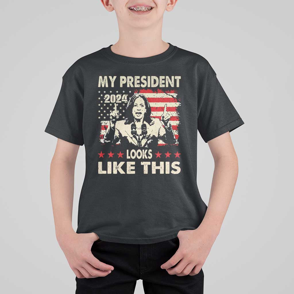 Harris 2024 T Shirt For Kid My President Looks Like This - Wonder Print Shop
