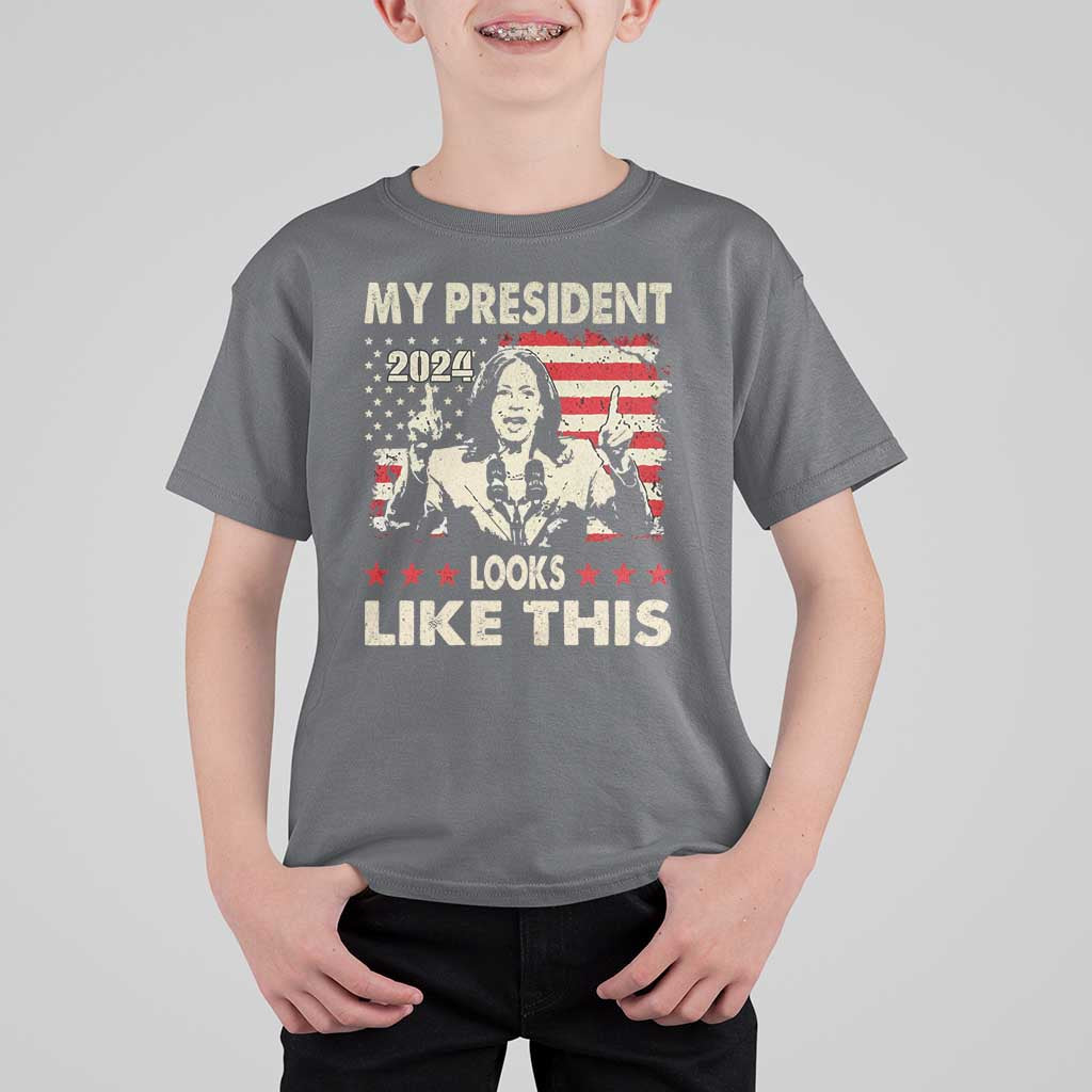 Harris 2024 T Shirt For Kid My President Looks Like This - Wonder Print Shop