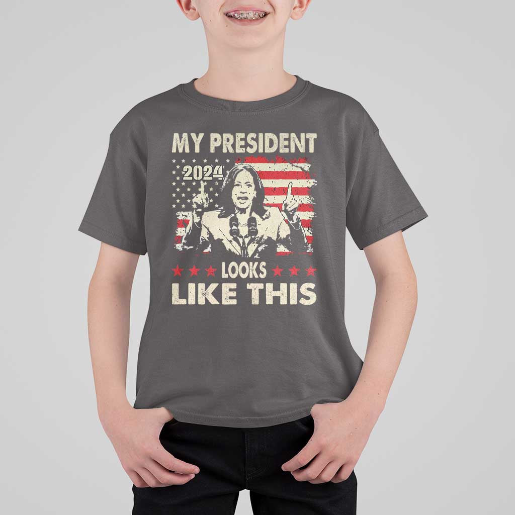 Harris 2024 T Shirt For Kid My President Looks Like This - Wonder Print Shop