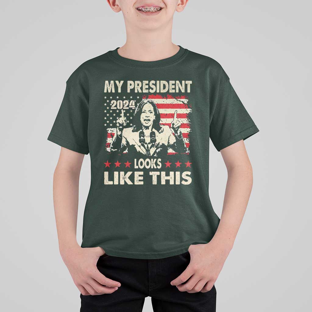 Harris 2024 T Shirt For Kid My President Looks Like This - Wonder Print Shop