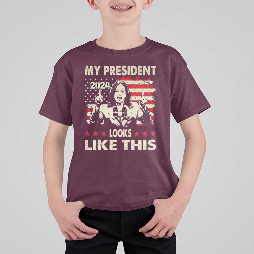 Harris 2024 T Shirt For Kid My President Looks Like This - Wonder Print Shop