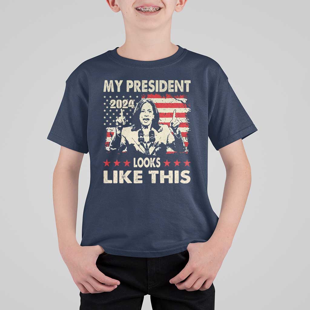 Harris 2024 T Shirt For Kid My President Looks Like This - Wonder Print Shop