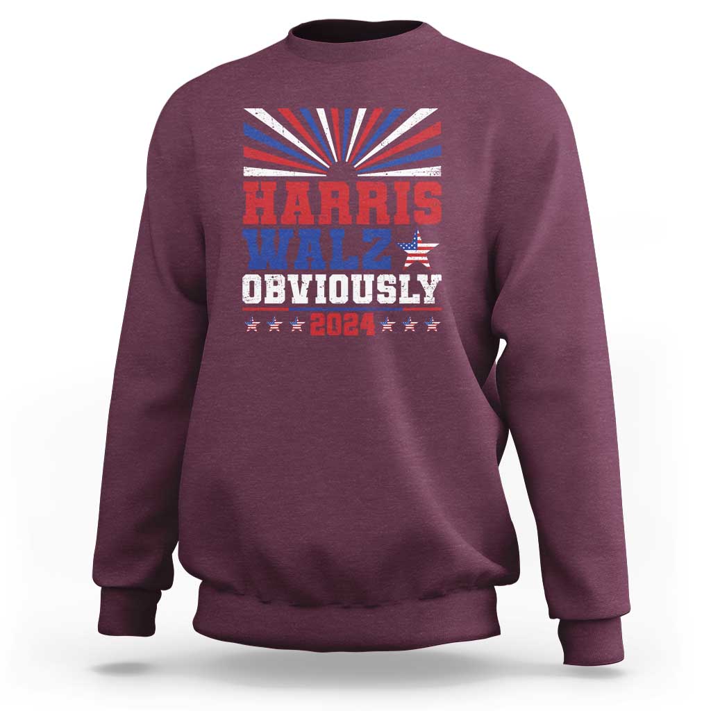 Harris Walz Obviously Sweatshirt US President Election 2024 - Wonder Print Shop
