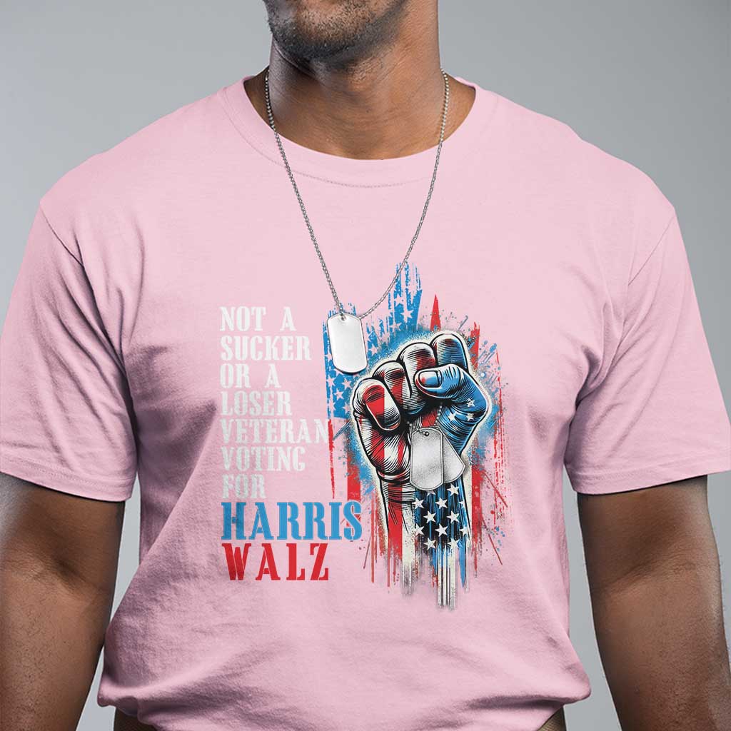 Veteran Voting Harris Walz T Shirt I Am A Veteran Not A Sucker Or A Loser - Wonder Print Shop