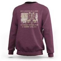 Veteran Voting For Harris Walz Sweatshirt I Am A Veteran Not A Sucker Or A Loser - Wonder Print Shop