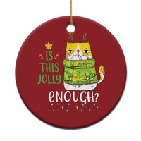 Funny Xmas Cat Christmas Ornament Is This Jolly Enough Reindeer Angry Cat - Wonder Print Shop