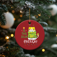 Funny Xmas Cat Christmas Ornament Is This Jolly Enough Reindeer Angry Cat - Wonder Print Shop