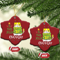 Funny Xmas Cat Christmas Ornament Is This Jolly Enough Reindeer Angry Cat - Wonder Print Shop