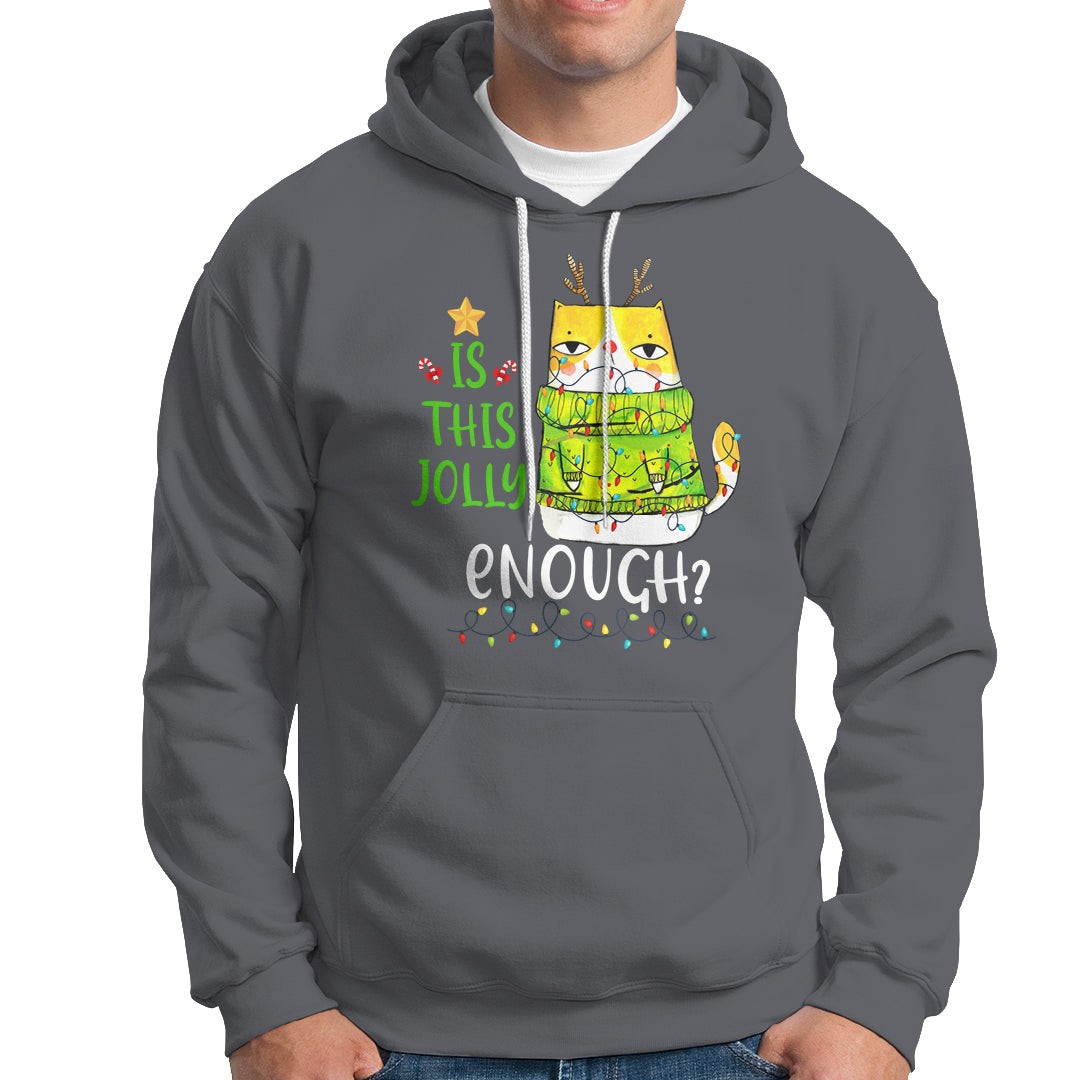 Is This Jolly Enough Funny Cat Merry Christmas Light Hoodie - Wonder Print Shop