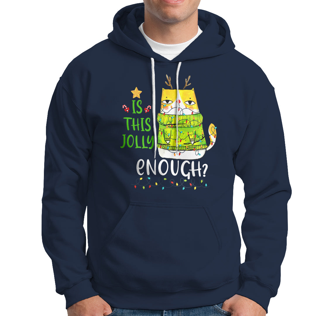 Is This Jolly Enough Funny Cat Merry Christmas Light Hoodie - Wonder Print Shop