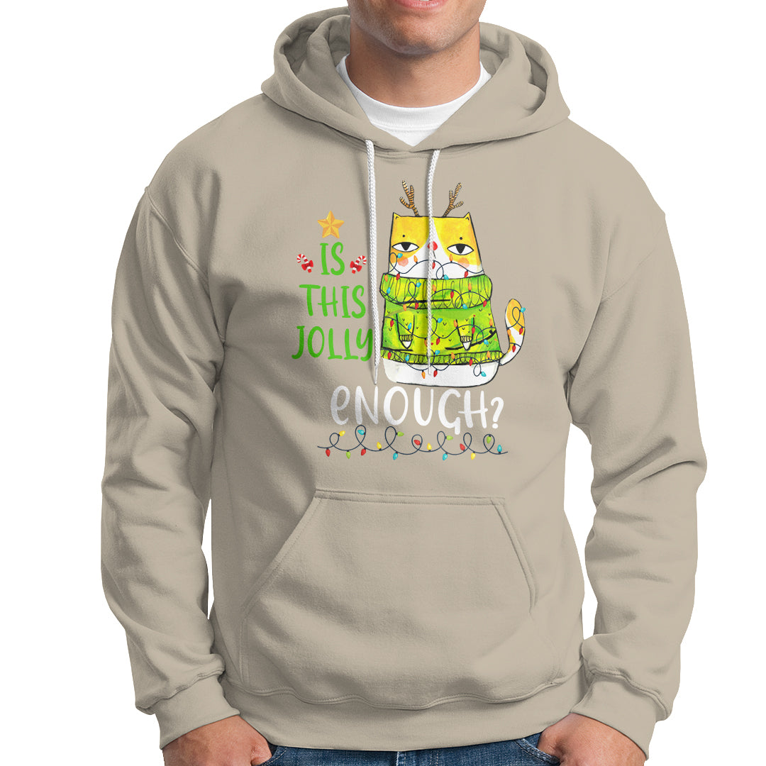 Is This Jolly Enough Funny Cat Merry Christmas Light Hoodie - Wonder Print Shop