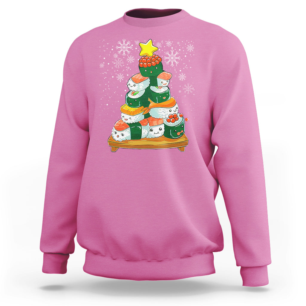 Sushi Christmas Tree Cute Japanese Xmas Sweatshirt - Wonder Print Shop