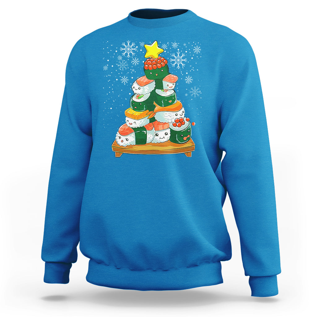 Sushi Christmas Tree Cute Japanese Xmas Sweatshirt - Wonder Print Shop