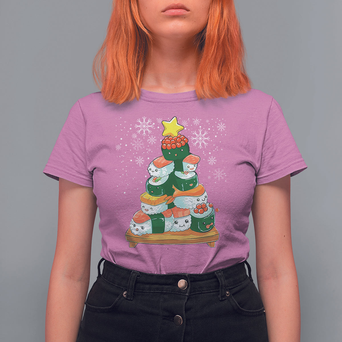 Sushi Christmas Tree Cute Japanese Xmas T Shirt For Women - Wonder Print Shop