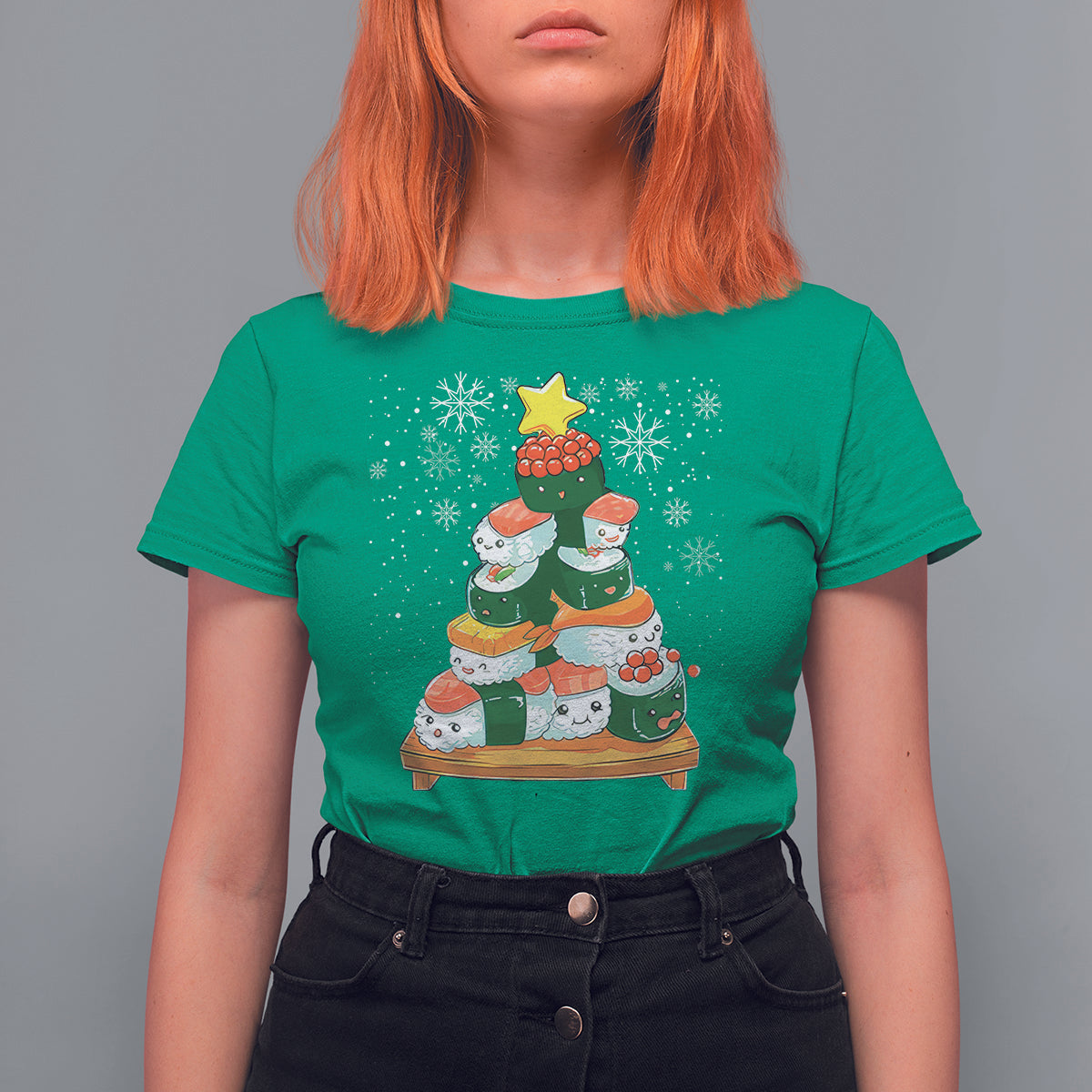 Sushi Christmas Tree Cute Japanese Xmas T Shirt For Women - Wonder Print Shop