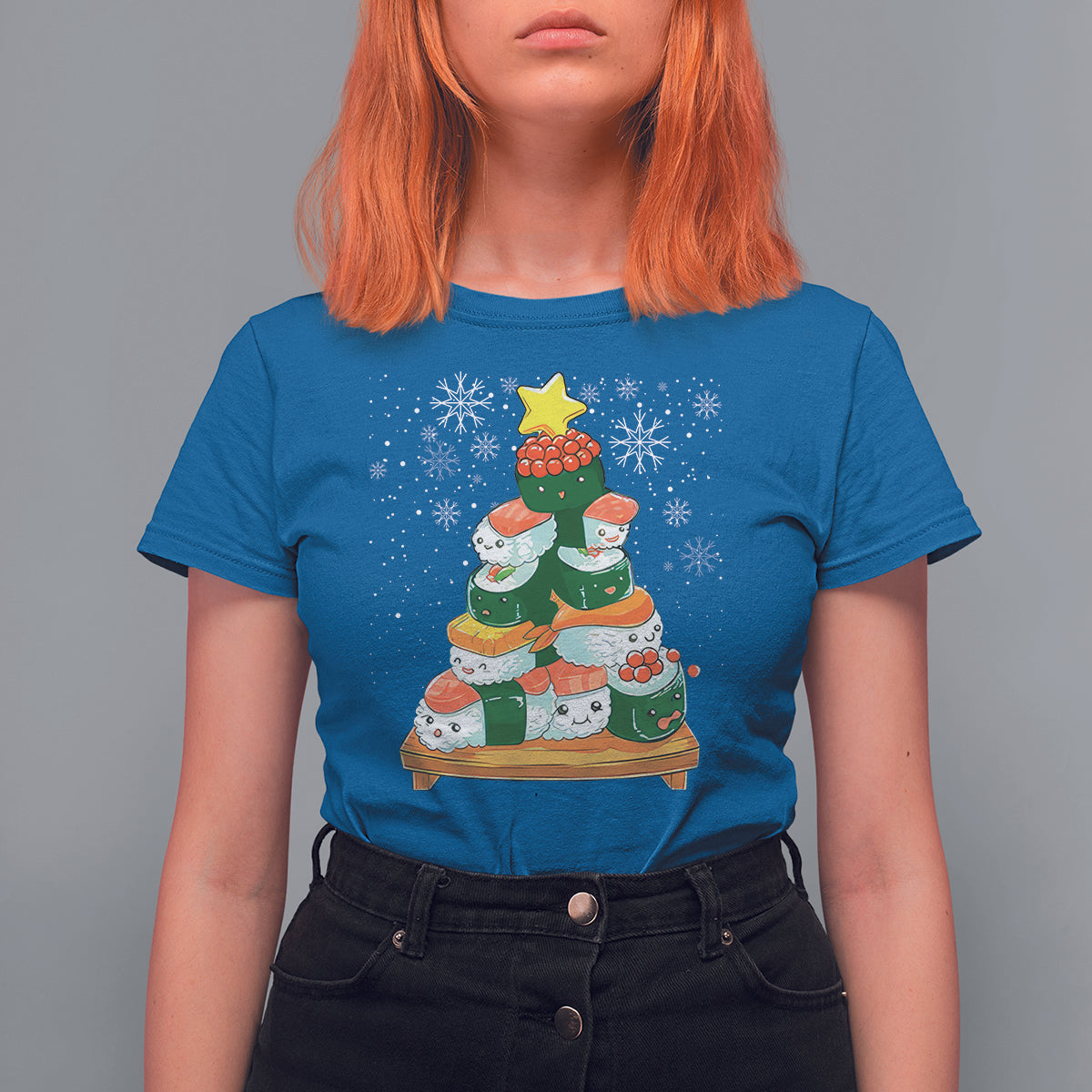 Sushi Christmas Tree Cute Japanese Xmas T Shirt For Women - Wonder Print Shop
