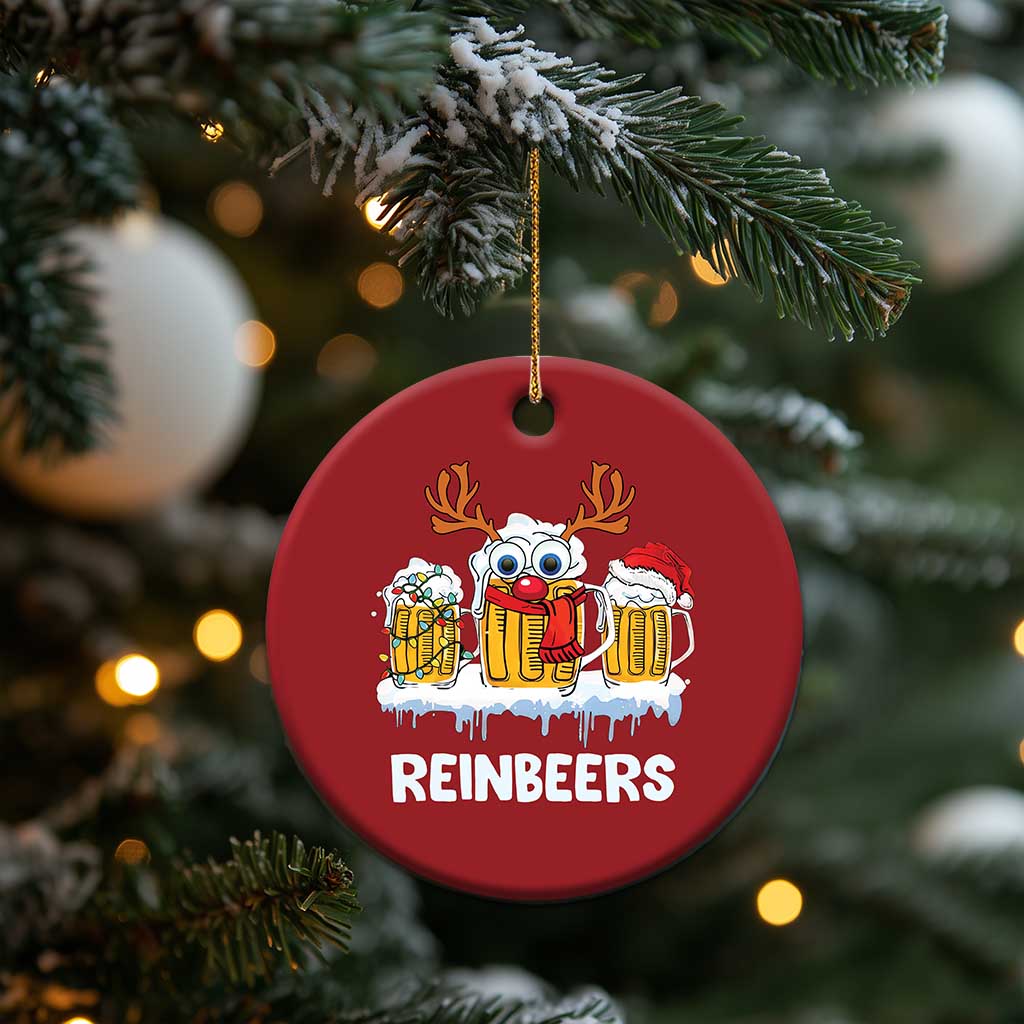 Funny Xmas Beer Christmas Ornament Reinbeers Reindeer Drinking Beer - Wonder Print Shop