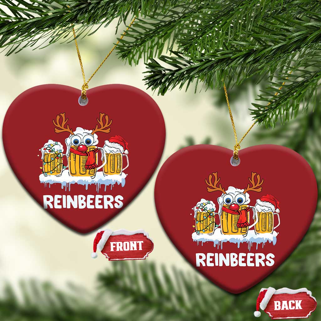 Funny Xmas Beer Christmas Ornament Reinbeers Reindeer Drinking Beer - Wonder Print Shop