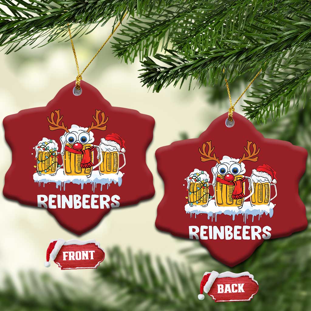 Funny Xmas Beer Christmas Ornament Reinbeers Reindeer Drinking Beer - Wonder Print Shop