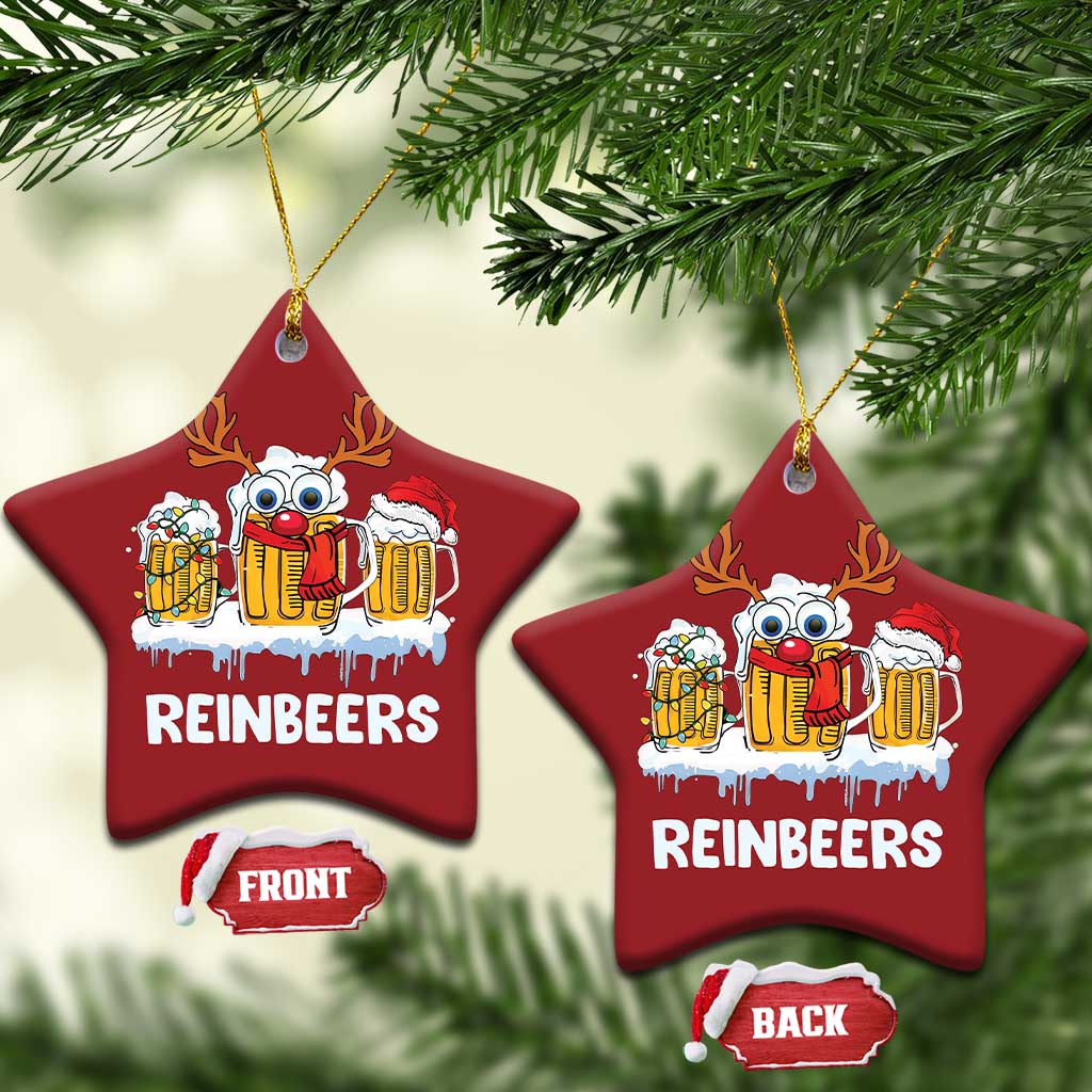Funny Xmas Beer Christmas Ornament Reinbeers Reindeer Drinking Beer - Wonder Print Shop