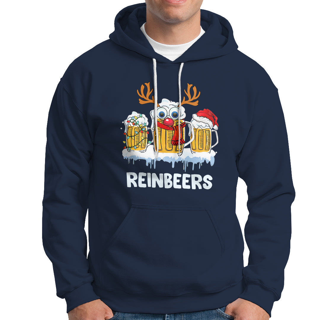 Reinbeers Christmas Reindeer Drinking Beer Hoodie - Wonder Print Shop