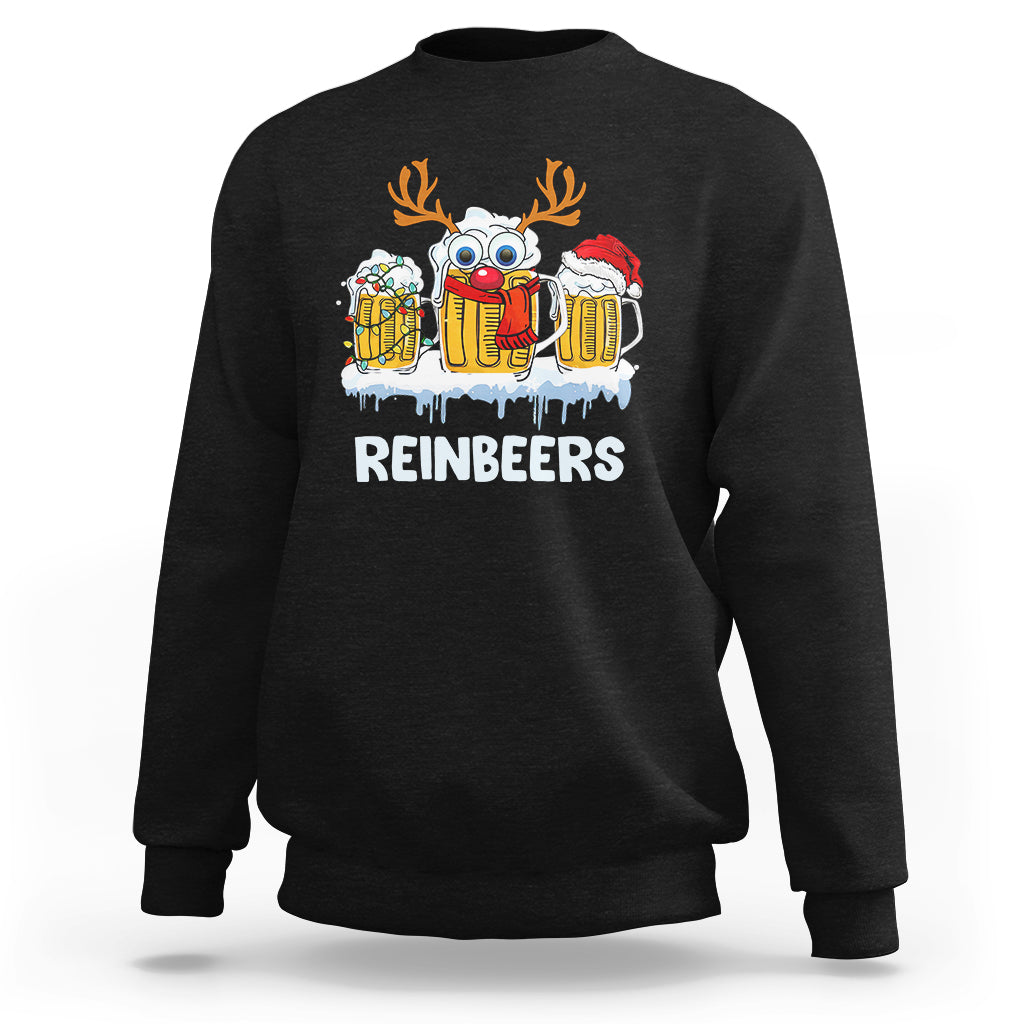 Reinbeers Christmas Reindeer Drinking Beer Sweatshirt - Wonder Print Shop