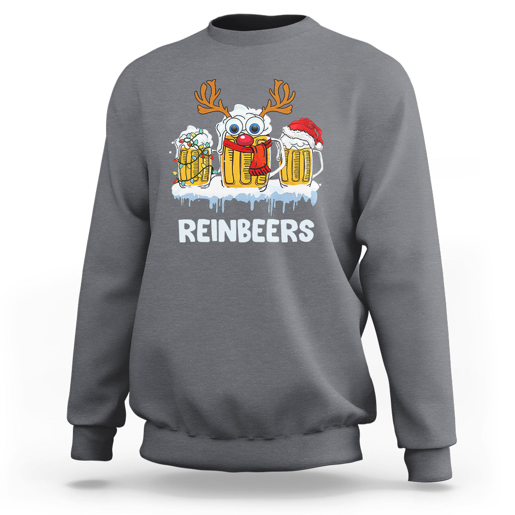 Reinbeers Christmas Reindeer Drinking Beer Sweatshirt - Wonder Print Shop