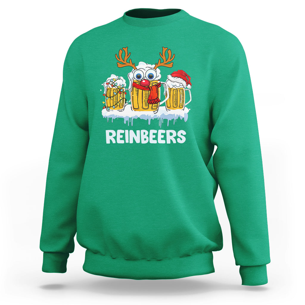Reinbeers Christmas Reindeer Drinking Beer Sweatshirt - Wonder Print Shop
