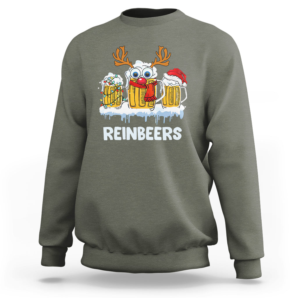 Reinbeers Christmas Reindeer Drinking Beer Sweatshirt - Wonder Print Shop