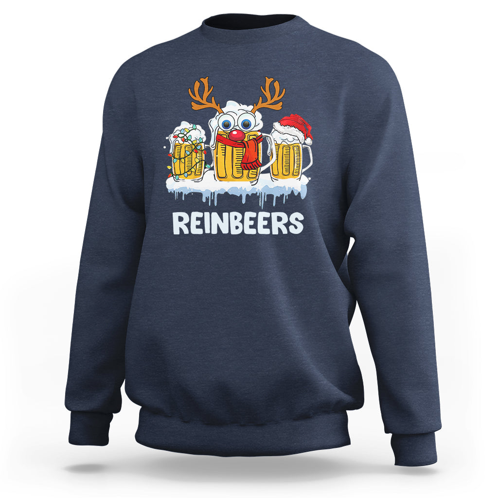 Reinbeers Christmas Reindeer Drinking Beer Sweatshirt - Wonder Print Shop