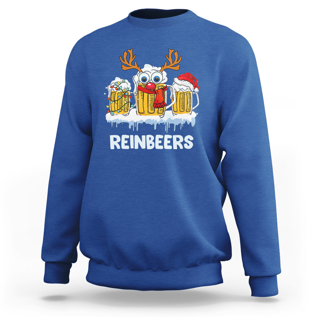 Reinbeers Christmas Reindeer Drinking Beer Sweatshirt - Wonder Print Shop