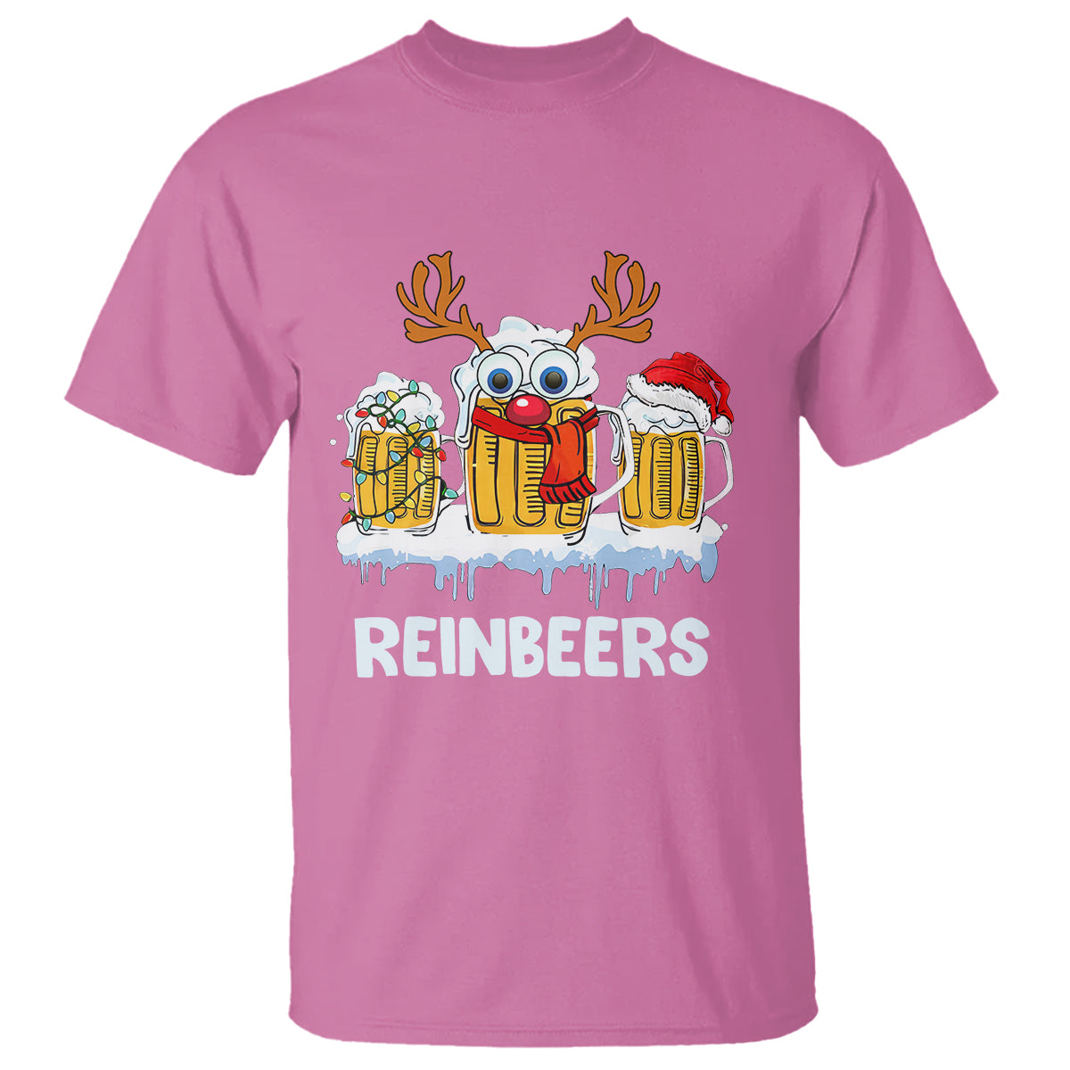 Reinbeers Christmas Reindeer Drinking Beer T Shirt - Wonder Print Shop