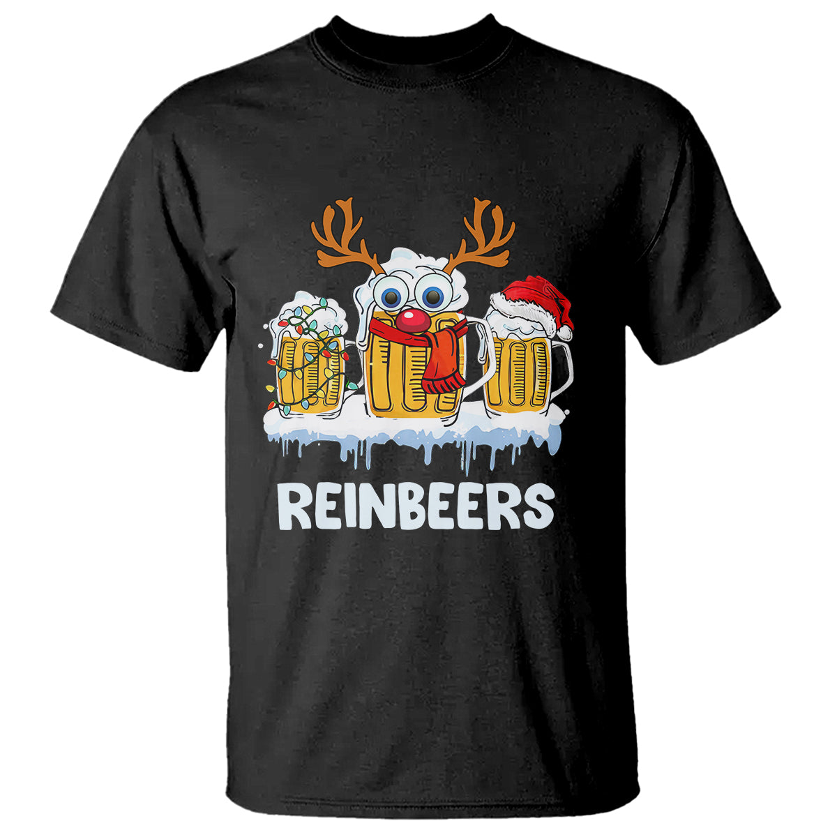 Reinbeers Christmas Reindeer Drinking Beer T Shirt - Wonder Print Shop