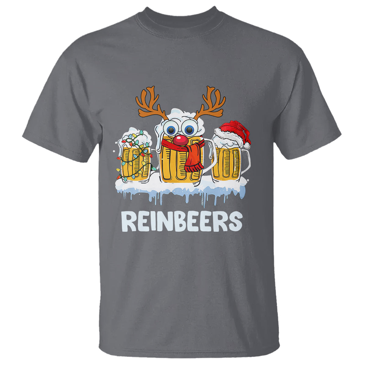 Reinbeers Christmas Reindeer Drinking Beer T Shirt - Wonder Print Shop