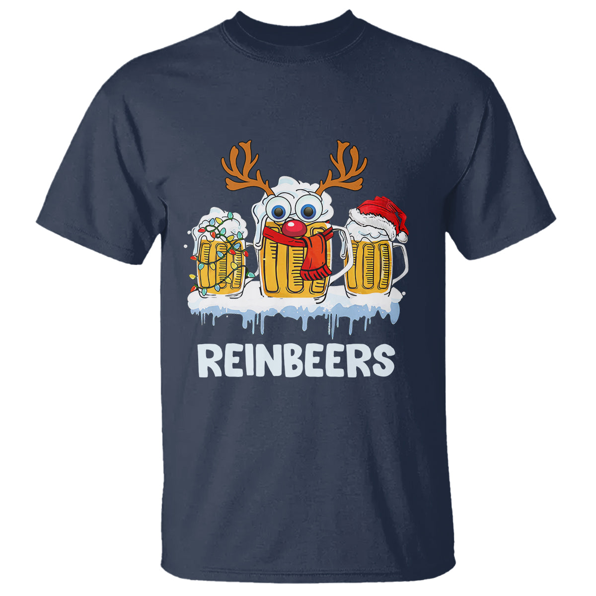 Reinbeers Christmas Reindeer Drinking Beer T Shirt - Wonder Print Shop