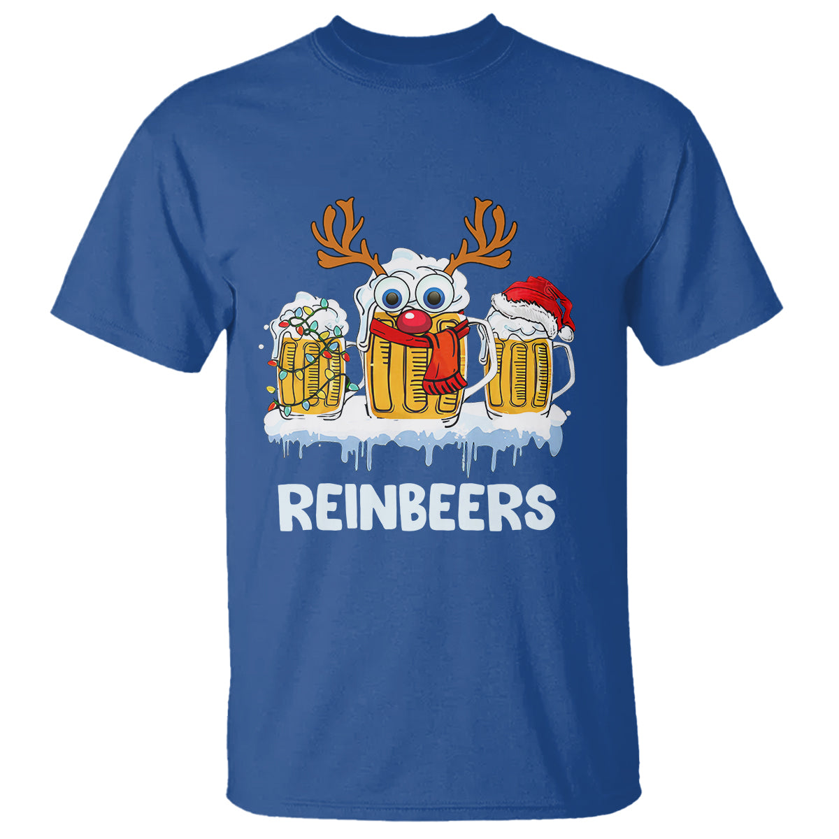 Reinbeers Christmas Reindeer Drinking Beer T Shirt - Wonder Print Shop